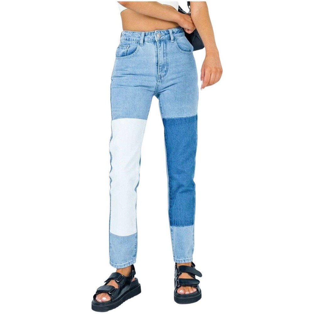 Princess Polly Women Size 2 High Rise Patchwork Mom Jeans jeans - Picture 4 of 10